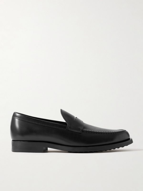 Glossed-Leather Penny Loafers