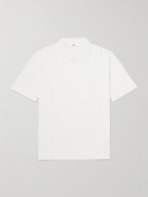 Slim-Fit Pointelle-Knit Organic Cotton Shirt Slim-Fit Pointelle-Knit Organic Cotton Shirt