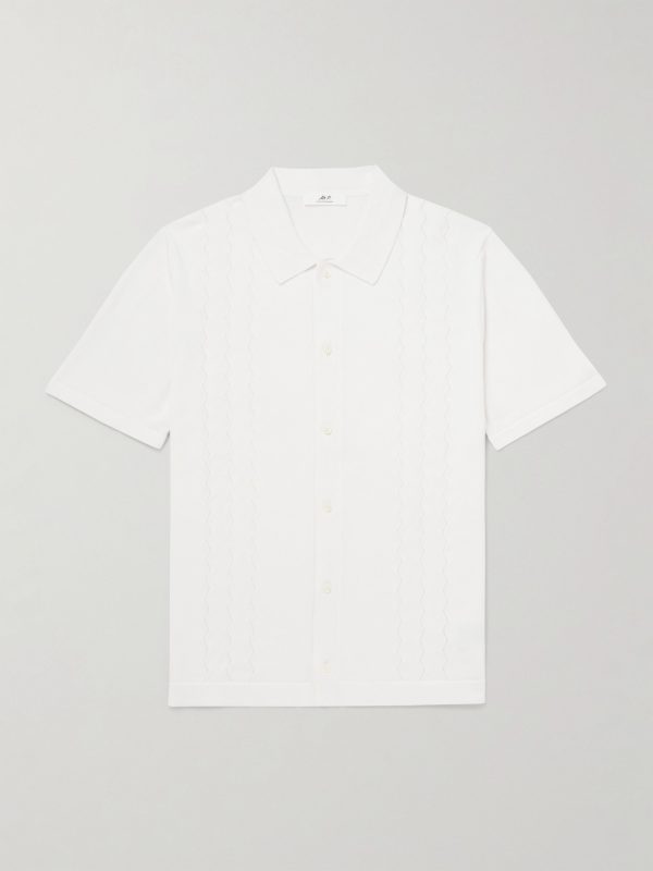 Slim-Fit Pointelle-Knit Organic Cotton Shirt Slim-Fit Pointelle-Knit Organic Cotton Shirt