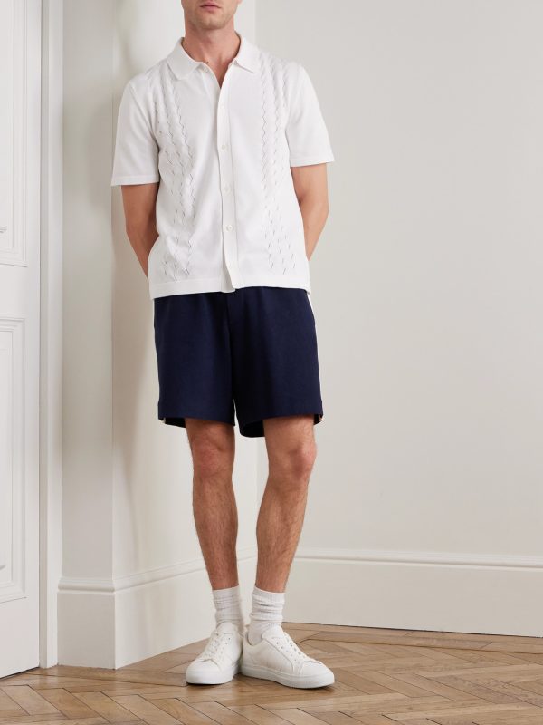 Slim-Fit Pointelle-Knit Organic Cotton Shirt - OU Slim-Fit Pointelle-Knit Organic Cotton Shirt - OU