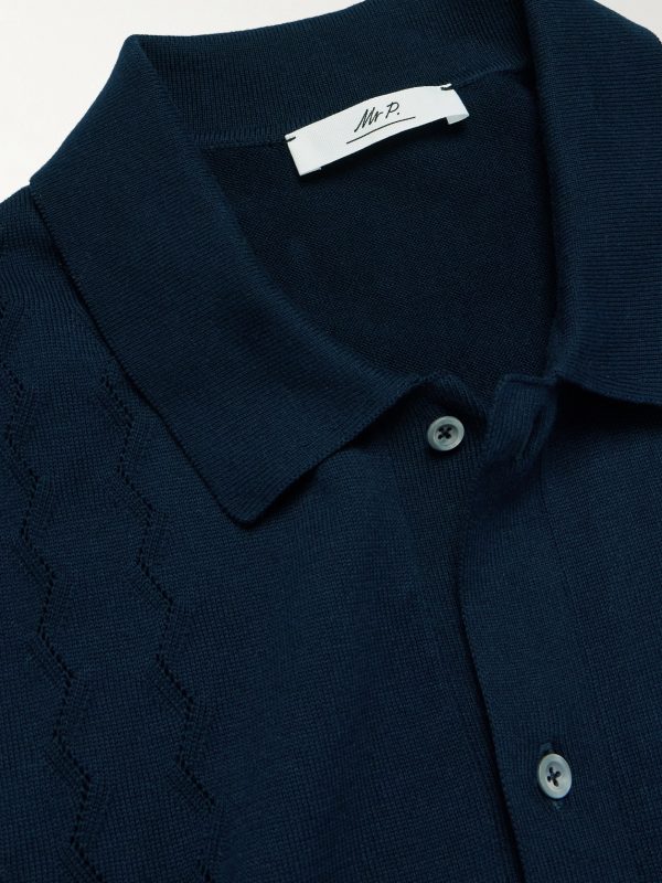 Slim-Fit Pointelle-Knit Organic Cotton Shirt - CU Slim-Fit Pointelle-Knit Organic Cotton Shirt - CU