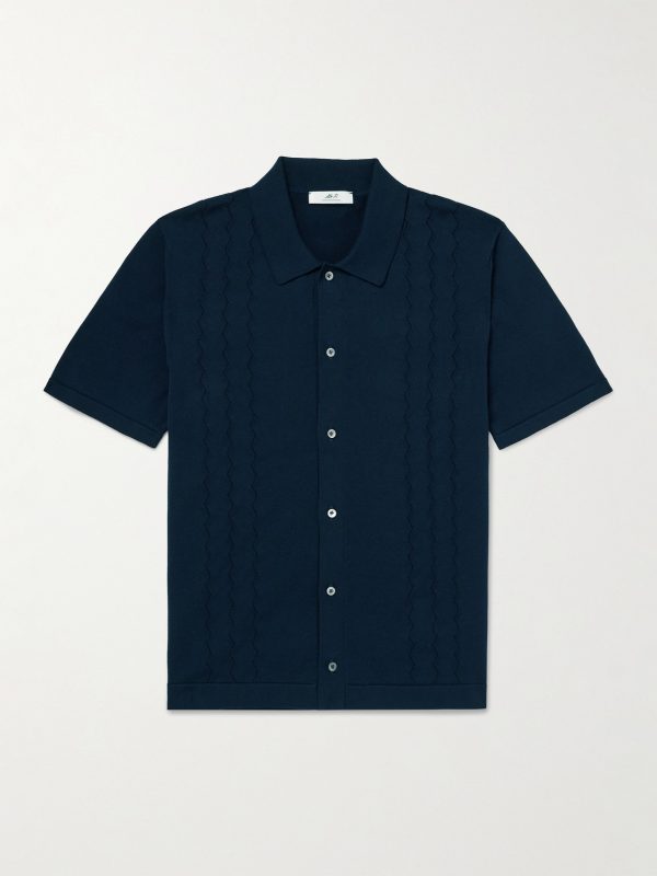 Slim-Fit Pointelle-Knit Organic Cotton Shirt Slim-Fit Pointelle-Knit Organic Cotton Shirt