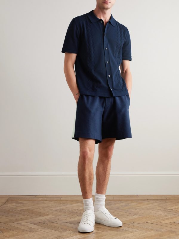 Slim-Fit Pointelle-Knit Organic Cotton Shirt - OU Slim-Fit Pointelle-Knit Organic Cotton Shirt - OU