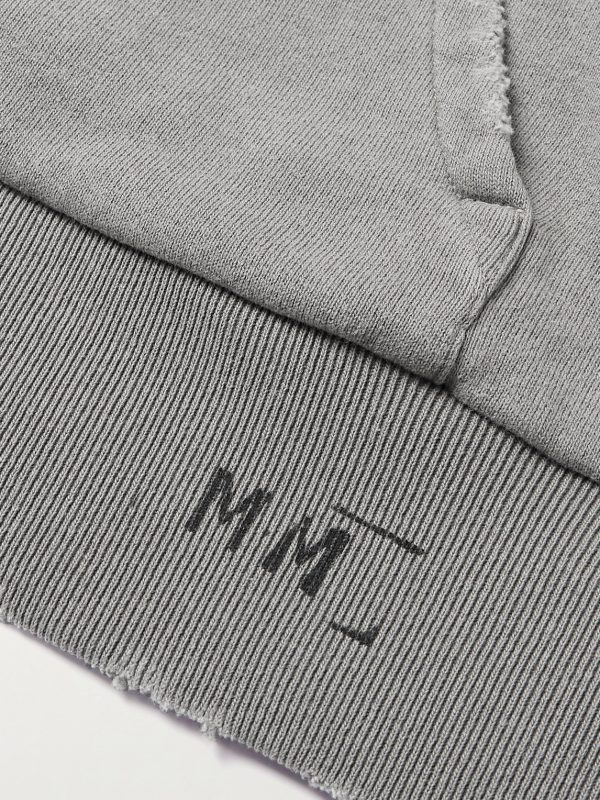 Logo-Print Distressed Cotton-Jersey Zip-Up Hoodie - CU Logo-Print Distressed Cotton-Jersey Zip-Up Hoodie - CU