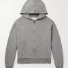 Logo-Print Distressed Cotton-Jersey Zip-Up Hoodie Logo-Print Distressed Cotton-Jersey Zip-Up Hoodie