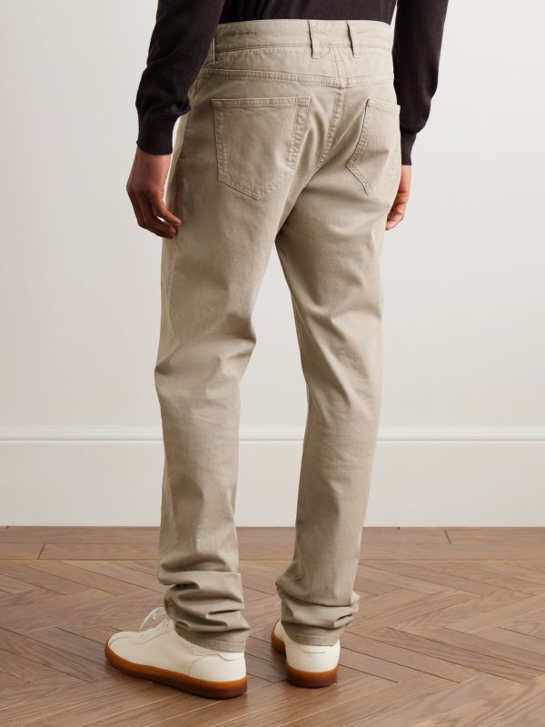 Slim-Fit Straight-Leg Cotton-Blend Twill Trousers - BK Slim-Fit Straight-Leg Cotton-Blend Twill Trousers - BK