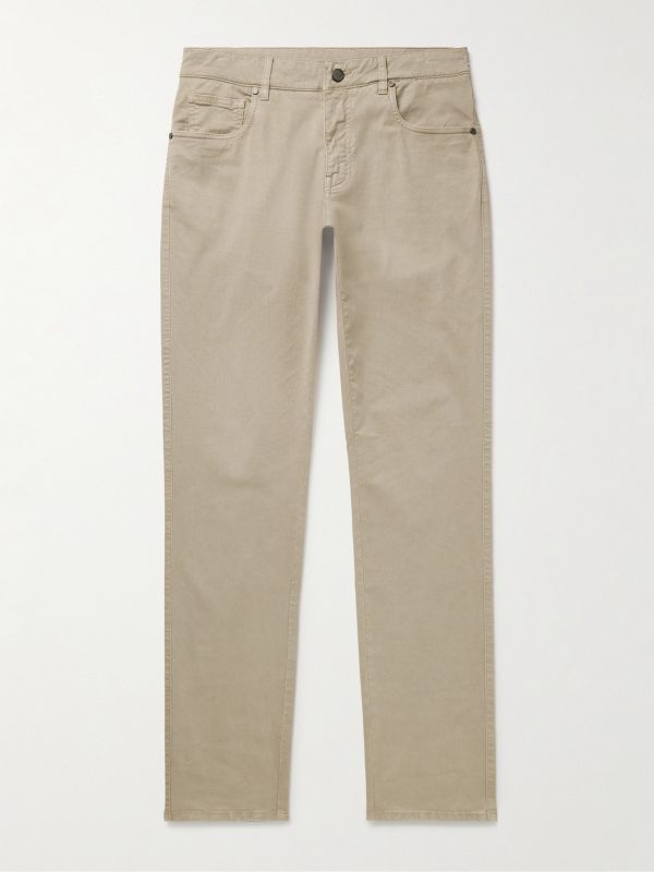 Slim-Fit Straight-Leg Cotton-Blend Twill Trousers Slim-Fit Straight-Leg Cotton-Blend Twill Trousers