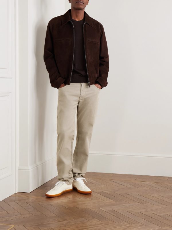 Slim-Fit Straight-Leg Cotton-Blend Twill Trousers - OU Slim-Fit Straight-Leg Cotton-Blend Twill Trousers - OU