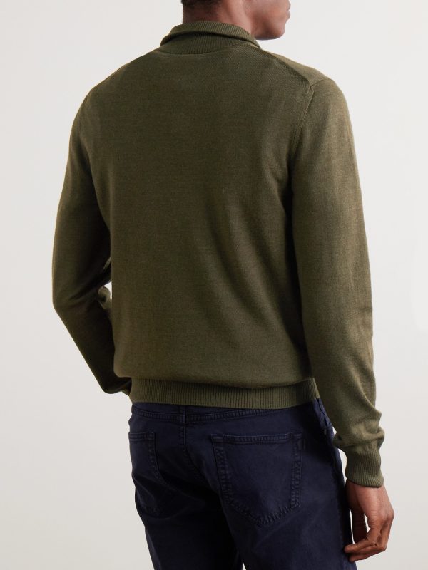 Linton Logo-Embroidered Wool Half-Zip Sweater - BK Linton Logo-Embroidered Wool Half-Zip Sweater - BK
