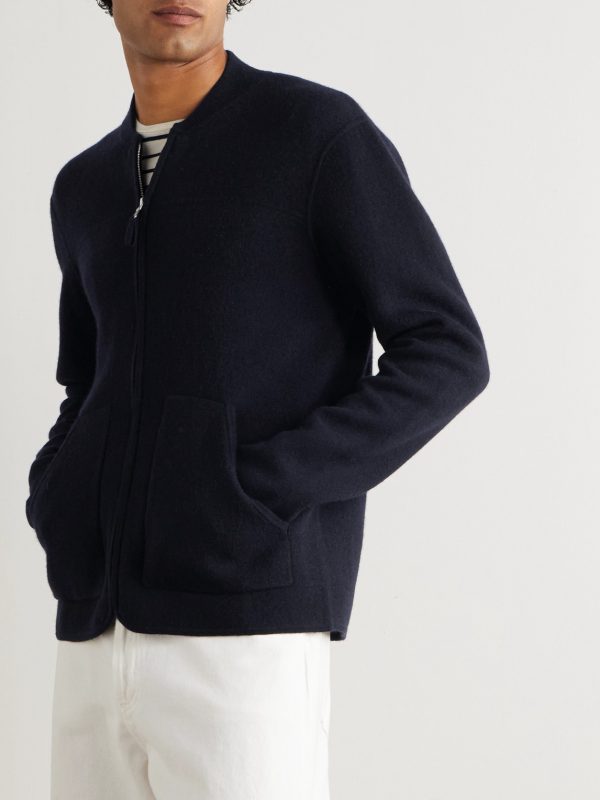 Virgin Wool and Cashmere-Blend Bomber Jacket - FR Virgin Wool and Cashmere-Blend Bomber Jacket - FR