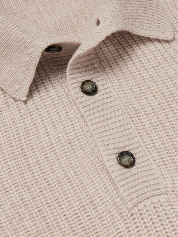 Ribbed Virgin Wool and Cashmere-Blend Polo Sweater - CU Ribbed Virgin Wool and Cashmere-Blend Polo Sweater - CU