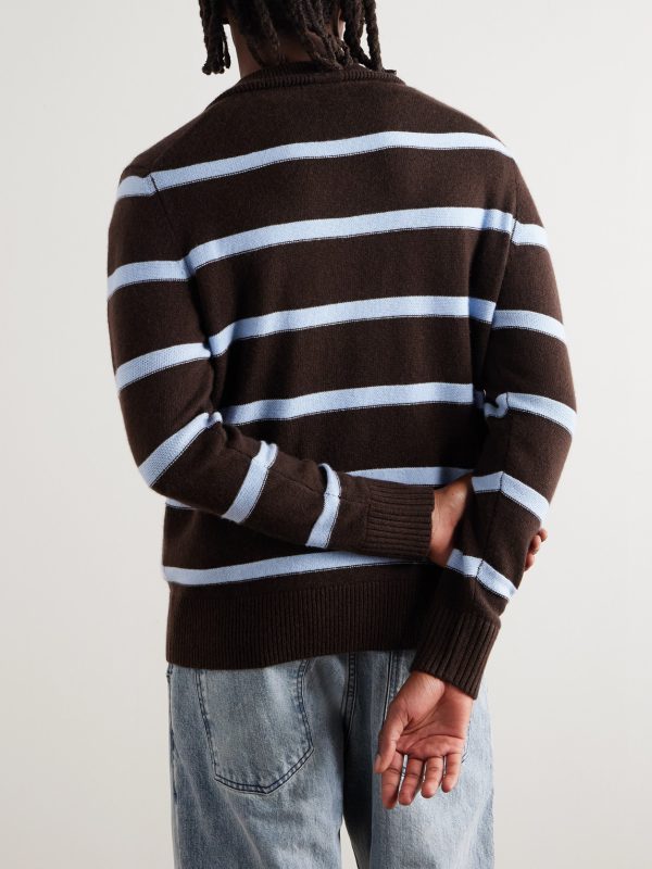 Troyer Striped Wool and Cashmere-Blend Half-Zip Sweater - BK Troyer Striped Wool and Cashmere-Blend Half-Zip Sweater - BK
