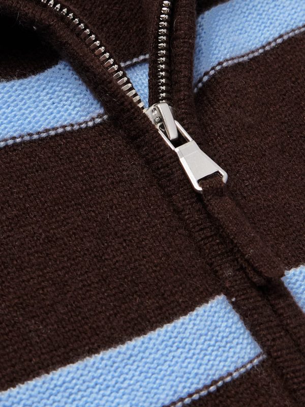 Troyer Striped Wool and Cashmere-Blend Half-Zip Sweater - CU Troyer Striped Wool and Cashmere-Blend Half-Zip Sweater - CU