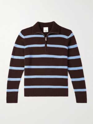 Troyer Striped Wool and Cashmere-Blend Half-Zip Sweater Troyer Striped Wool and Cashmere-Blend Half-Zip Sweater