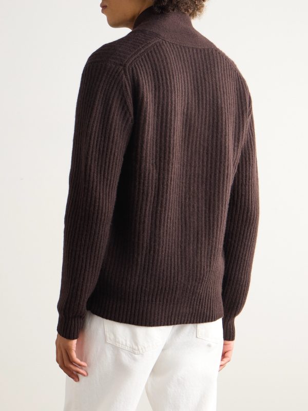 Shawl-Collar Wool and Cashmere-Blend Cardigan - BK