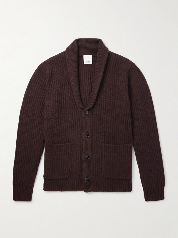 Shawl-Collar Wool and Cashmere-Blend Cardigan
