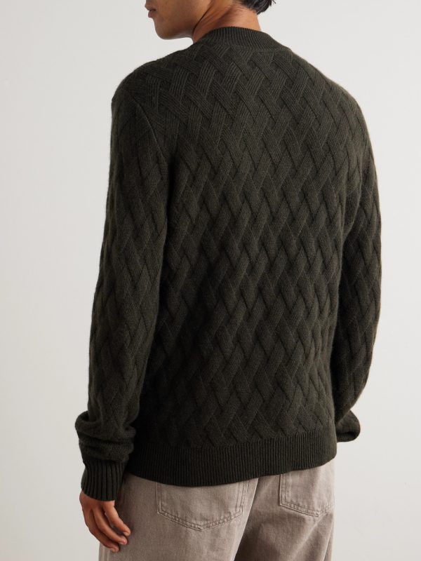 Cable-Knit Wool and Cashmere-Blend Mock-Neck Sweater - BK Cable-Knit Wool and Cashmere-Blend Mock-Neck Sweater - BK