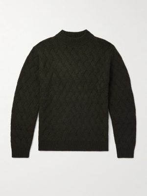 Cable-Knit Wool and Cashmere-Blend Mock-Neck Sweater Cable-Knit Wool and Cashmere-Blend Mock-Neck Sweater