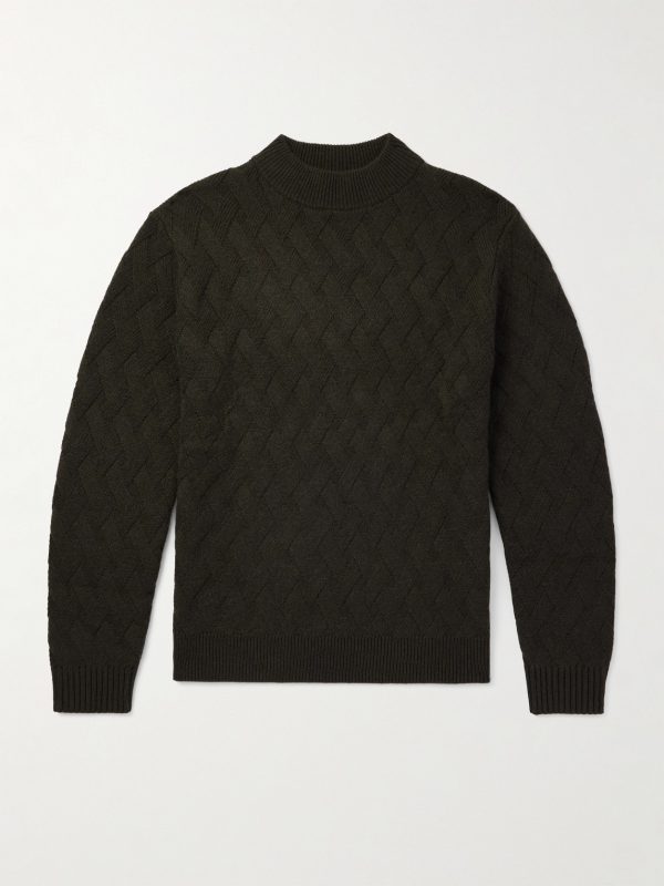 Cable-Knit Wool and Cashmere-Blend Mock-Neck Sweater Cable-Knit Wool and Cashmere-Blend Mock-Neck Sweater