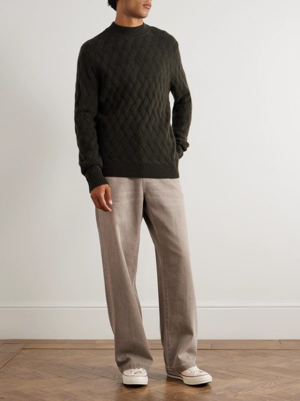 Cable-Knit Wool and Cashmere-Blend Mock-Neck Sweater - OU Cable-Knit Wool and Cashmere-Blend Mock-Neck Sweater - OU