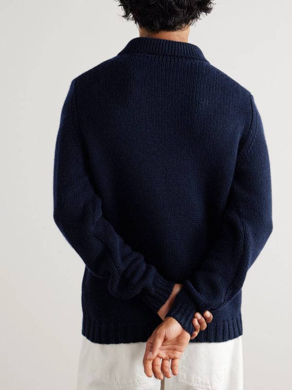 Shawl-Collar Virgin Wool and Cashmere-Blend Sweater - BK Shawl-Collar Virgin Wool and Cashmere-Blend Sweater - BK