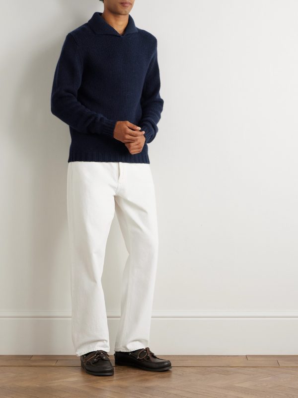 Shawl-Collar Virgin Wool and Cashmere-Blend Sweater - OU Shawl-Collar Virgin Wool and Cashmere-Blend Sweater - OU