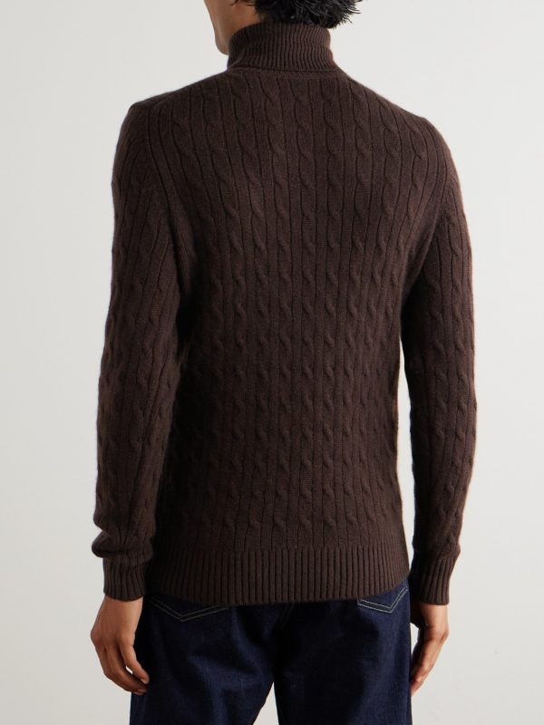 Slim-Fit Cable-Knit Cashmere-Blend Rollneck Sweater - BK Slim-Fit Cable-Knit Cashmere-Blend Rollneck Sweater - BK