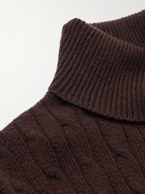 Slim-Fit Cable-Knit Cashmere-Blend Rollneck Sweater - CU Slim-Fit Cable-Knit Cashmere-Blend Rollneck Sweater - CU