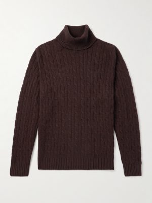 Slim-Fit Cable-Knit Cashmere-Blend Rollneck Sweater Slim-Fit Cable-Knit Cashmere-Blend Rollneck Sweater