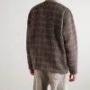 Checked Brushed-Knit Cardigan - BK