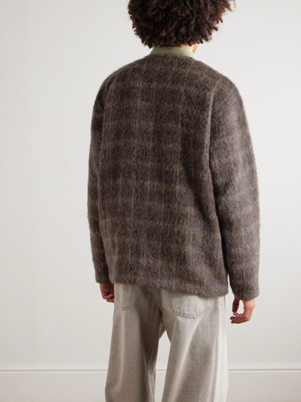 Checked Brushed-Knit Cardigan - BK