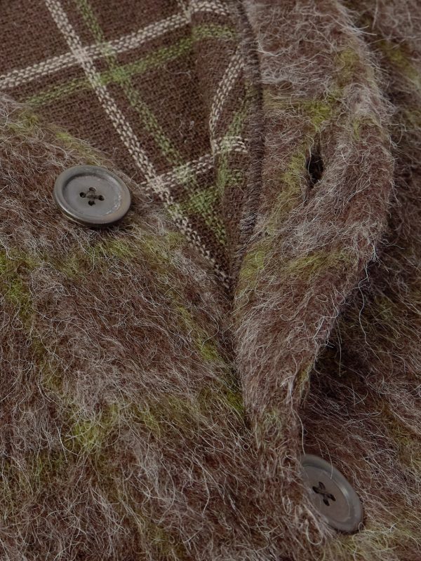 Checked Brushed-Knit Cardigan - CU