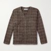 Checked Brushed-Knit Cardigan