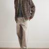 Checked Brushed-Knit Cardigan - OU