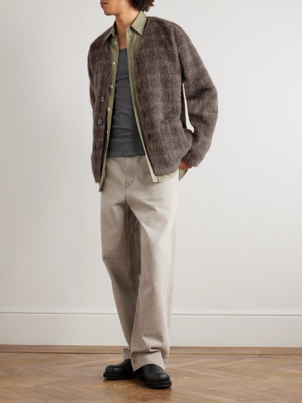Checked Brushed-Knit Cardigan - OU