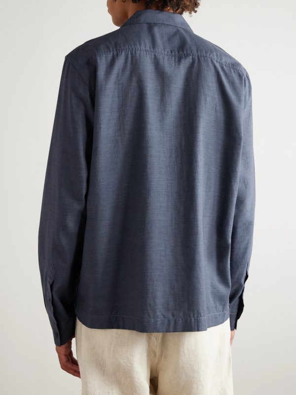 Safra Herringbone Cotton-Flannel Shirt - BK Safra Herringbone Cotton-Flannel Shirt - BK