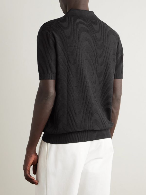 Rino Cotton and Silk-Blend Polo Shirt - BK Rino Cotton and Silk-Blend Polo Shirt - BK