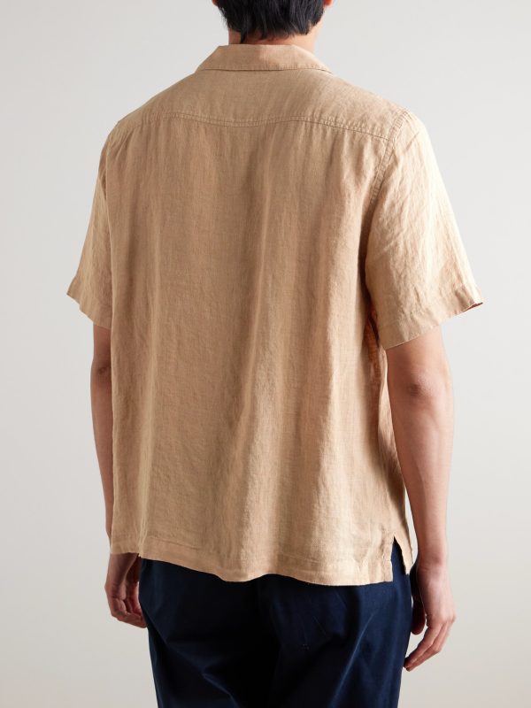 Angelo Camp-Collar Linen Shirt - BK Angelo Camp-Collar Linen Shirt - BK
