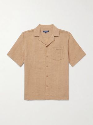 Angelo Camp-Collar Linen Shirt Angelo Camp-Collar Linen Shirt
