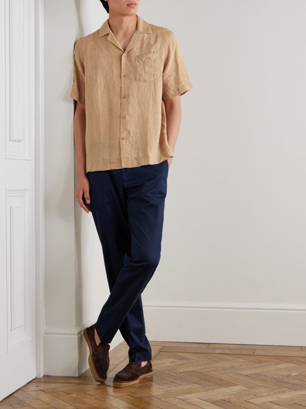 Angelo Camp-Collar Linen Shirt - OU Angelo Camp-Collar Linen Shirt - OU
