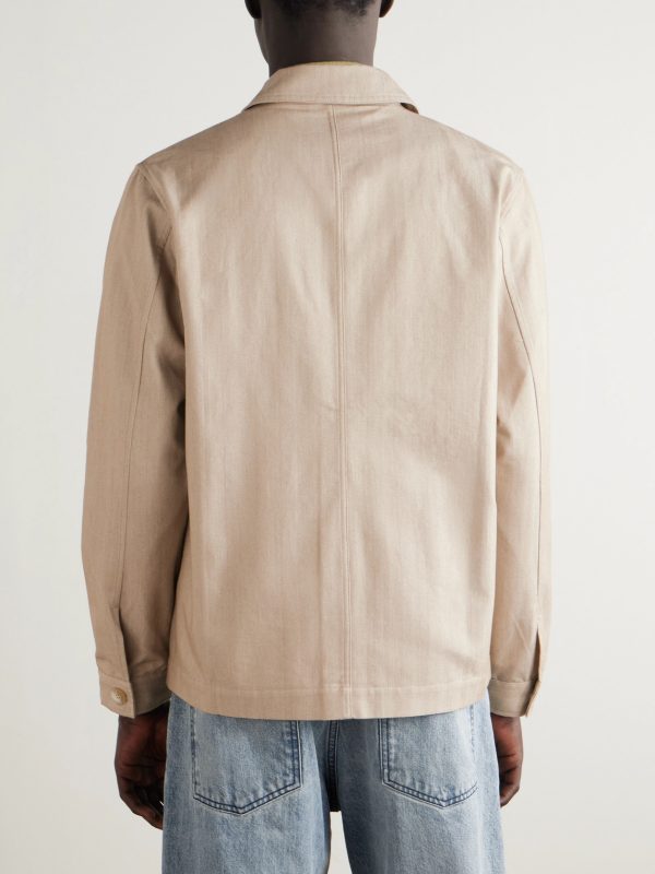 Fonted Herringbone Cotton Overshirt - BK