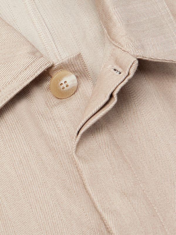 Fonted Herringbone Cotton Overshirt - CU