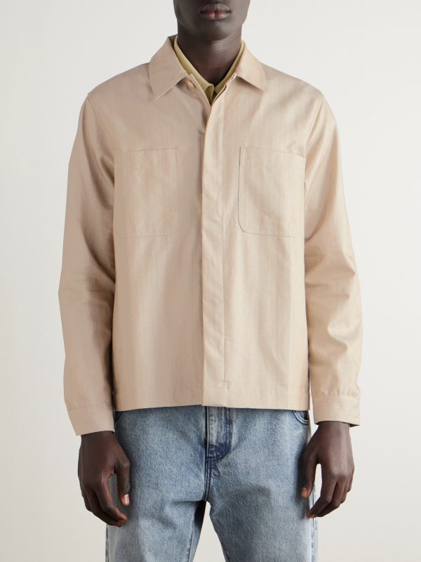 Fonted Herringbone Cotton Overshirt - FR