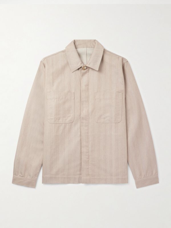 Fonted Herringbone Cotton Overshirt