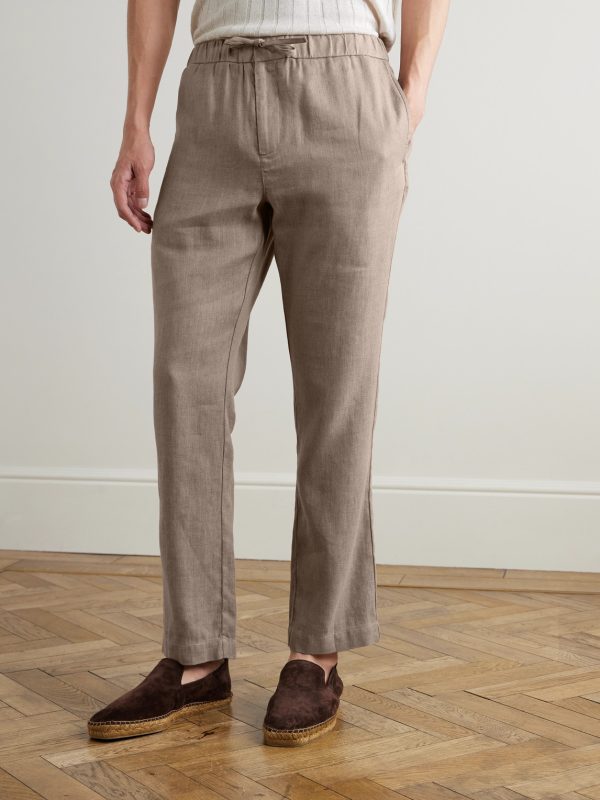 Oscar Straight-Leg Linen and Cotton-Blend Drawstring Trousers - FR Oscar Straight-Leg Linen and Cotton-Blend Drawstring Trousers - FR