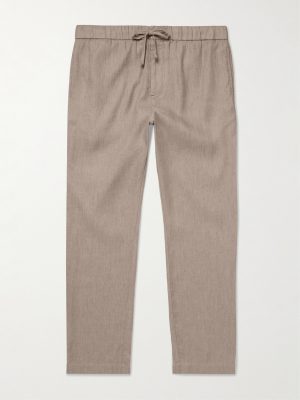Oscar Straight-Leg Linen and Cotton-Blend Drawstring Trousers