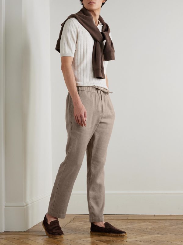 Oscar Straight-Leg Linen and Cotton-Blend Drawstring Trousers - OU Oscar Straight-Leg Linen and Cotton-Blend Drawstring Trousers - OU