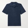 Faustino Camp-Collar Cotton, Lyocell and Linen-Blend Terry Polo Shirt Faustino Camp-Collar Cotton, Lyocell and Linen-Blend Terry Polo Shirt