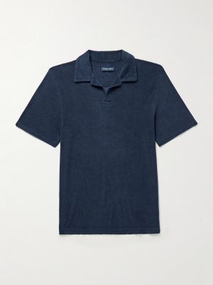 Faustino Camp-Collar Cotton, Lyocell and Linen-Blend Terry Polo Shirt