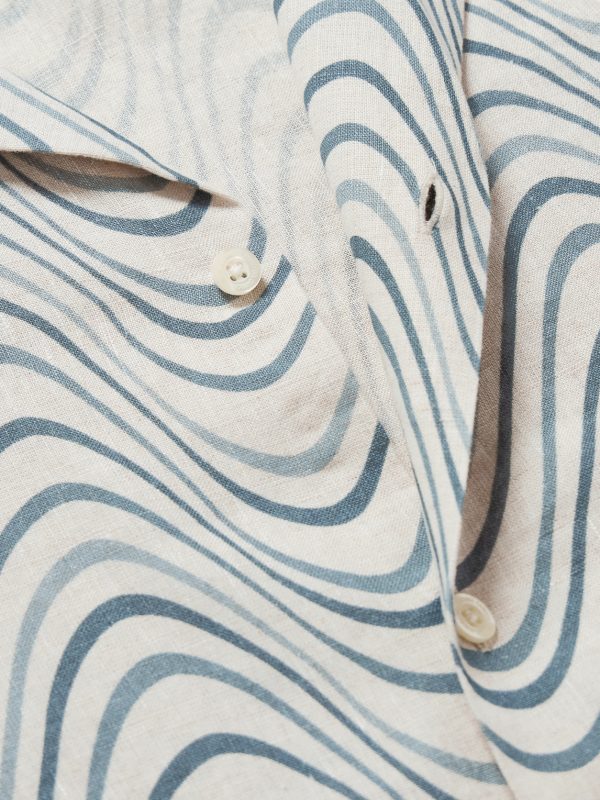 Roberto Camp-Collar Printed Linen Shirt - CU